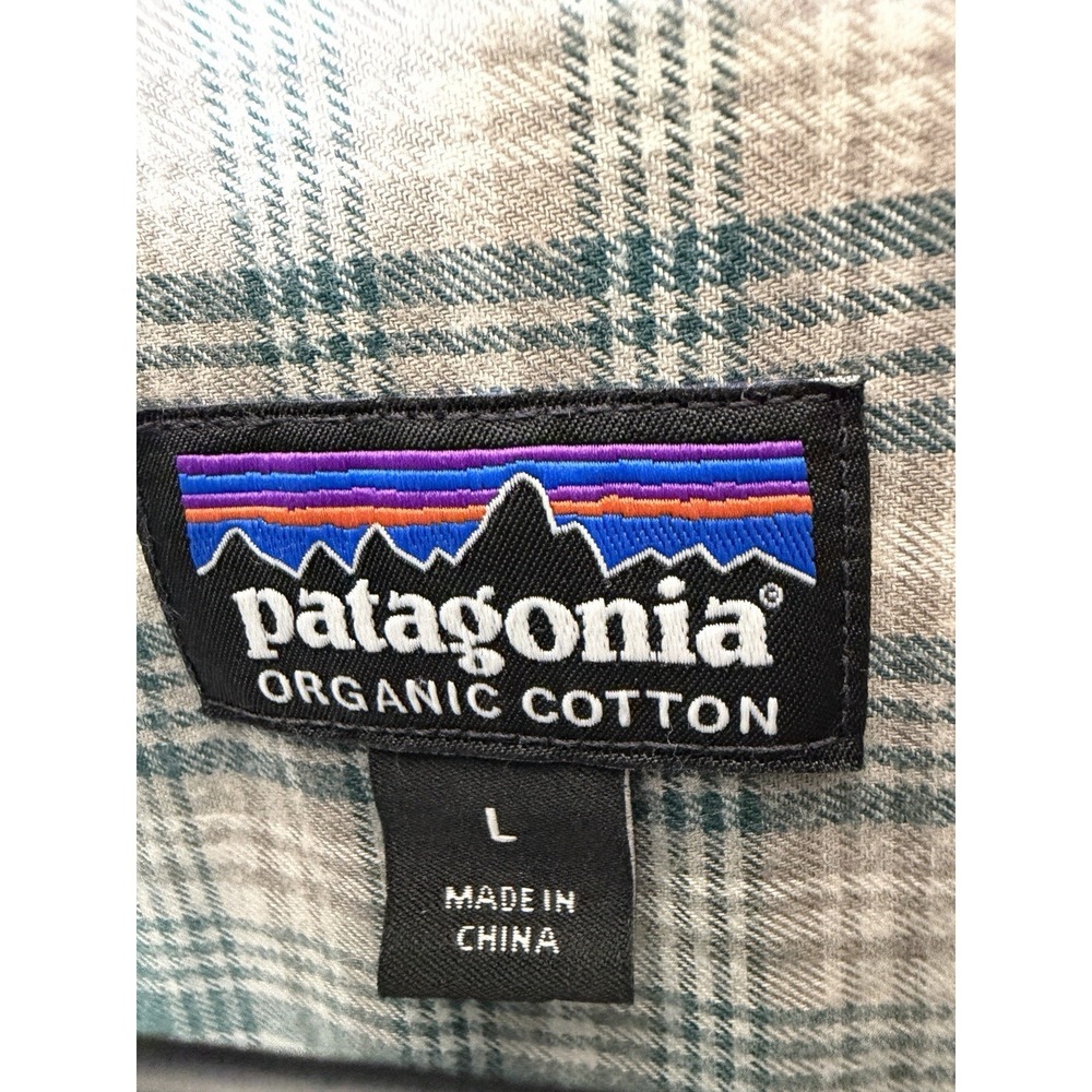 Patagonia Button Down Shirt Mens Sz L Gray Plaid Organic Cotton Outdoor Hiking - Picture 7 of 14